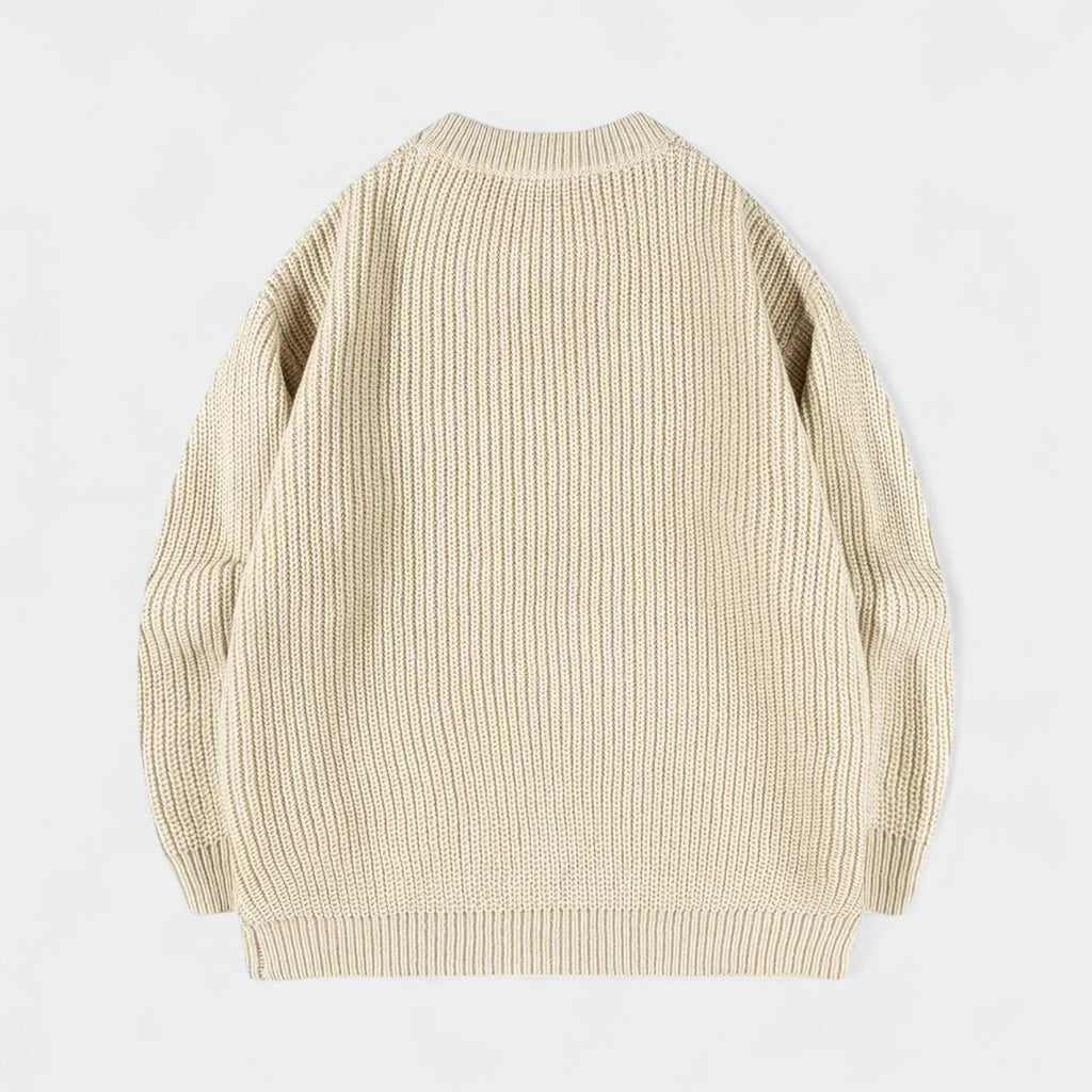 Crew Neck Ribbed Knit Sweater Regular Fit for Men