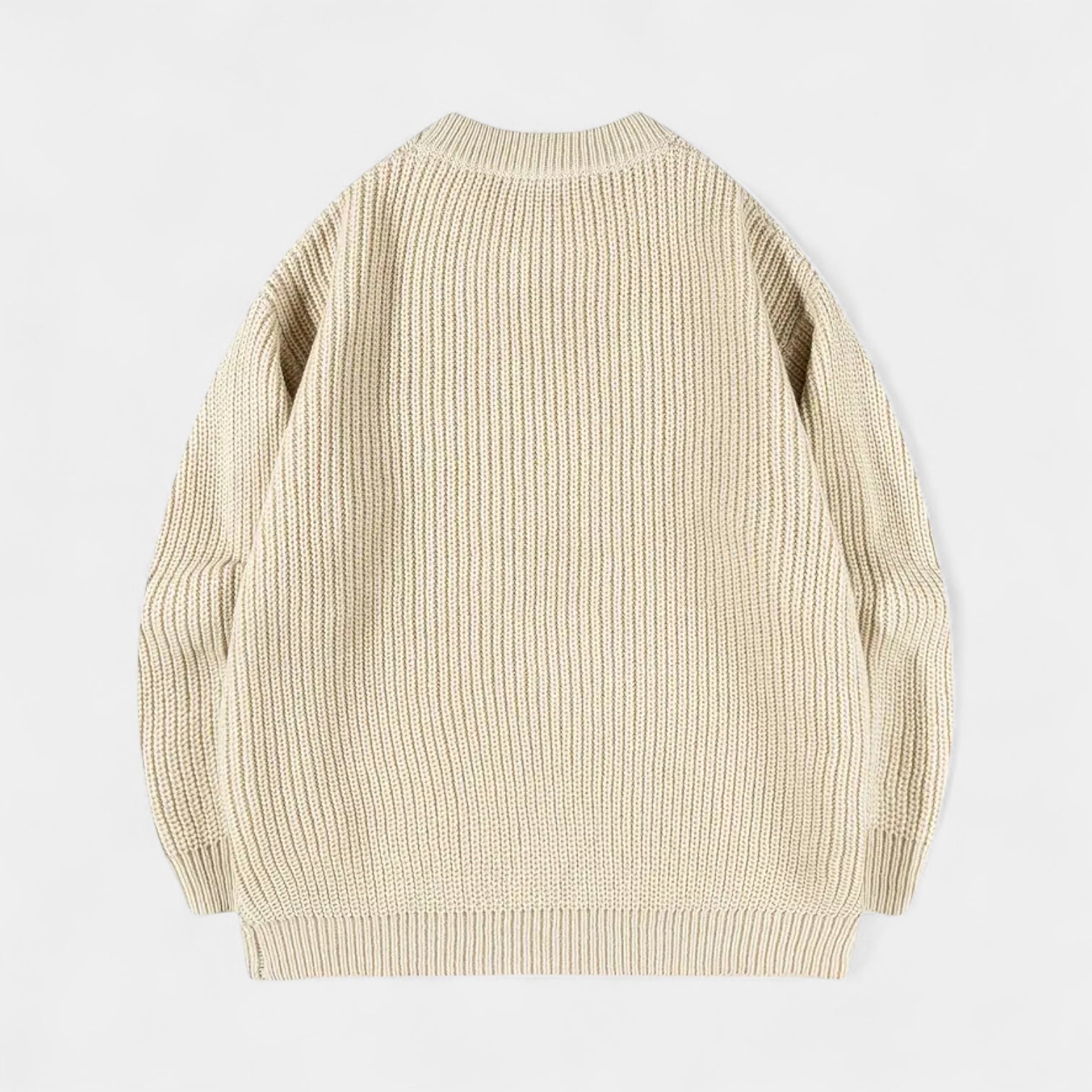 Crew Neck Ribbed Knit Sweater Regular Fit for Men
