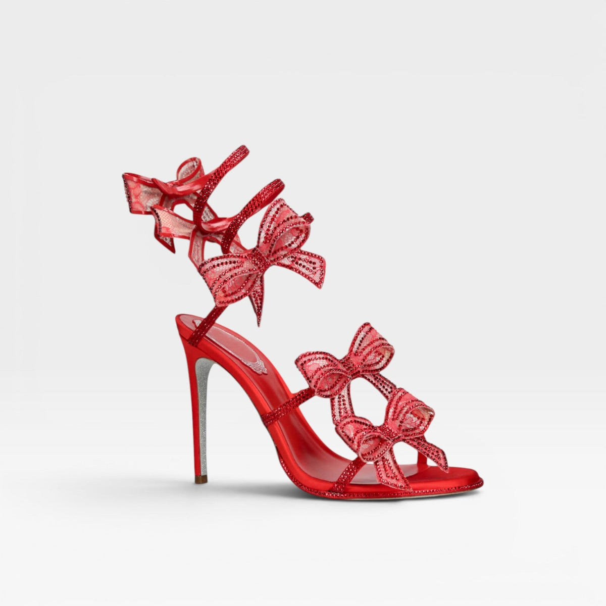 Women's Crystal Bow Ankle Wrap Sandals
