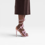 Women's Crystal Bow Ankle Wrap Sandals