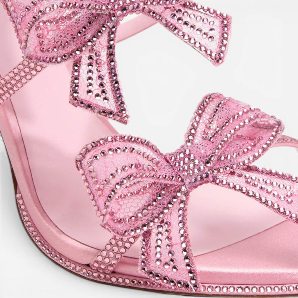 Women's Crystal Bow Ankle Wrap Sandals