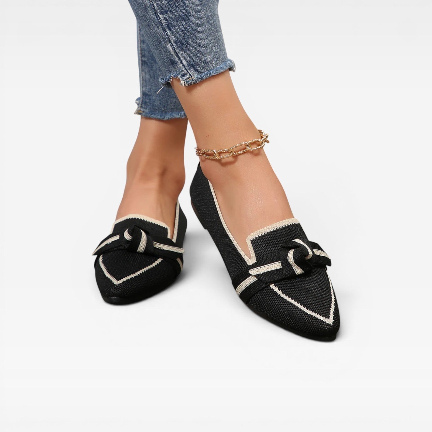 Women's Pointed-Toe Knit Slip-On Loafers
