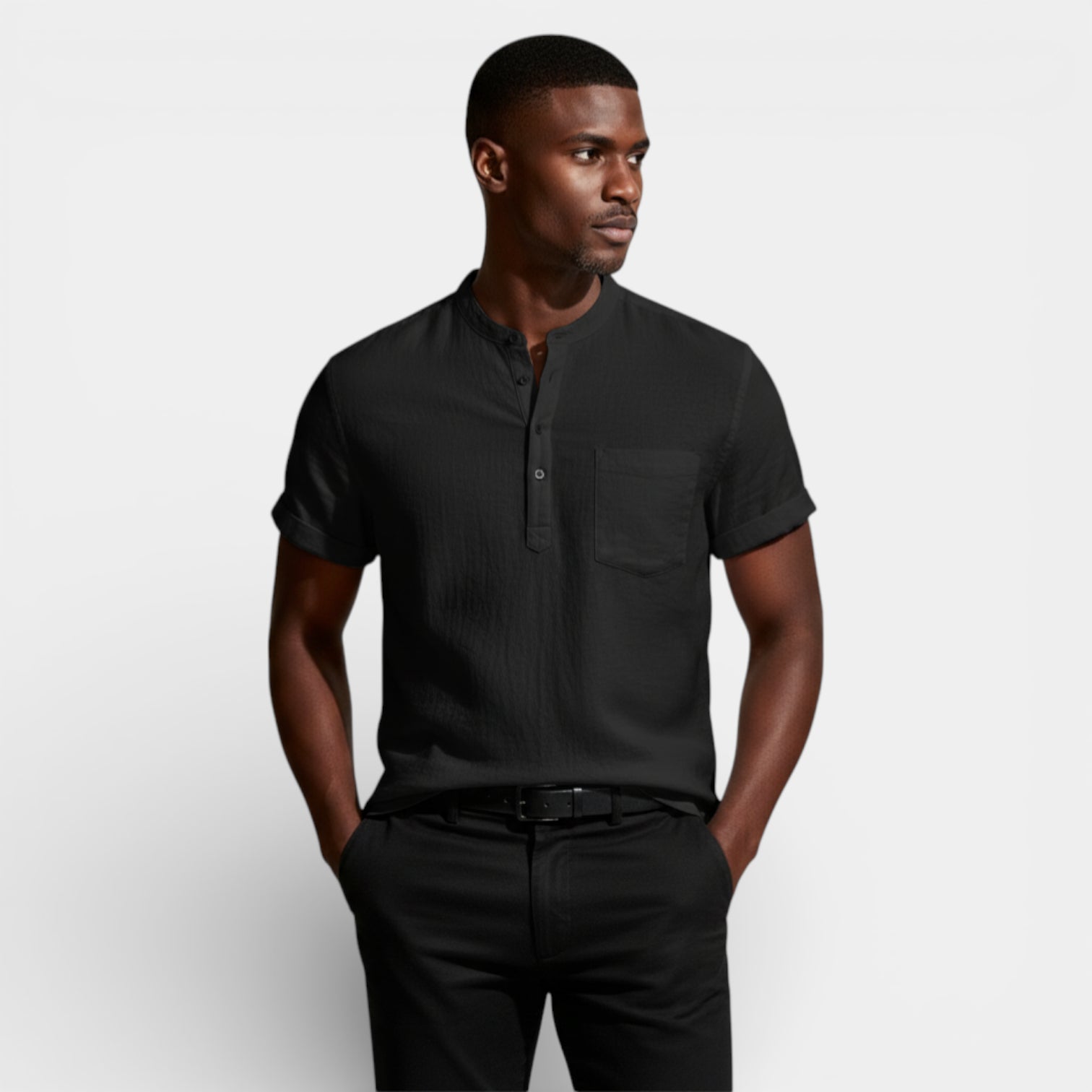 Henley Shirt Short Sleeve Regular Fit for Men