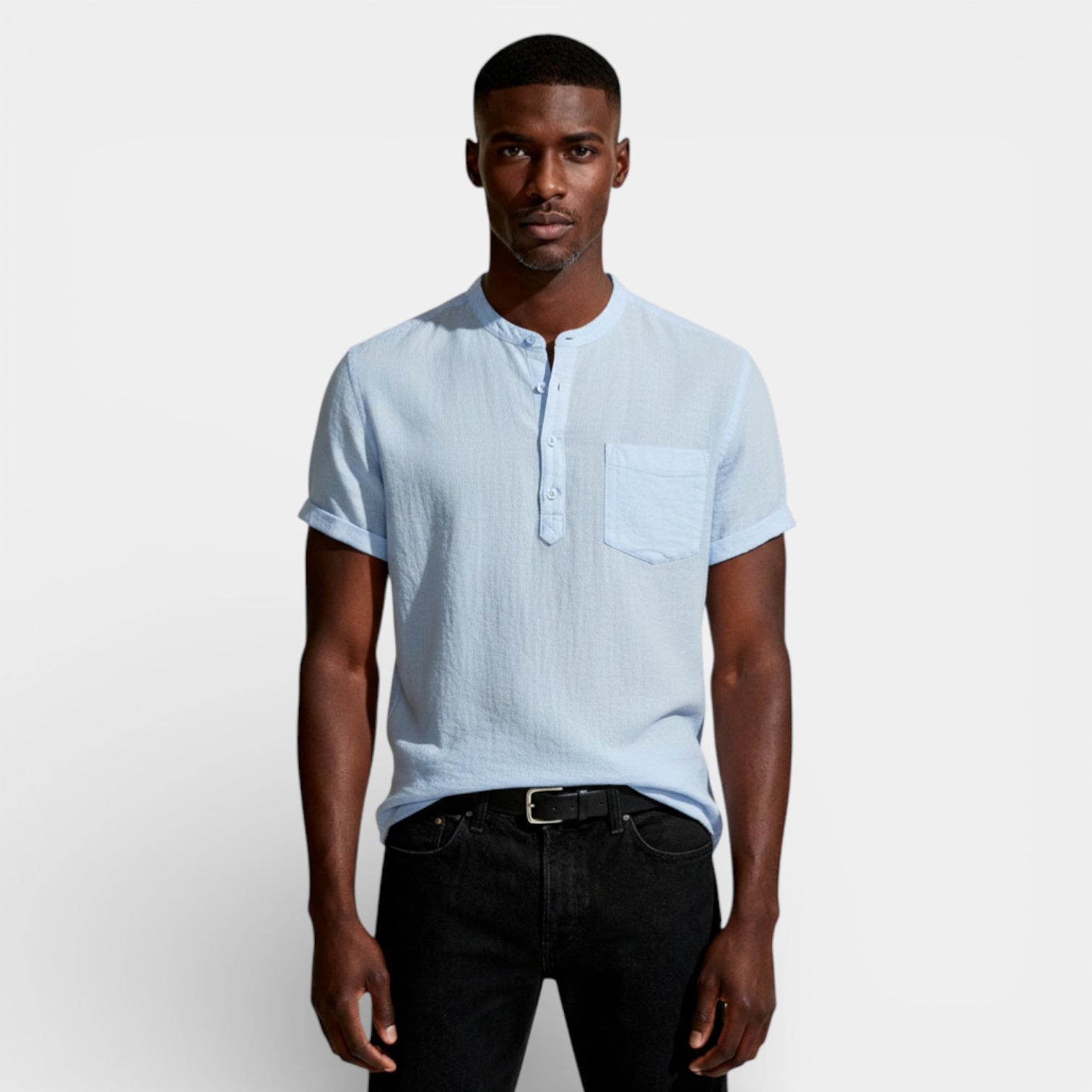 Henley Shirt Short Sleeve Regular Fit for Men