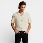 Short Sleeve Button-Up Textured Shirt Regular Fit for Men