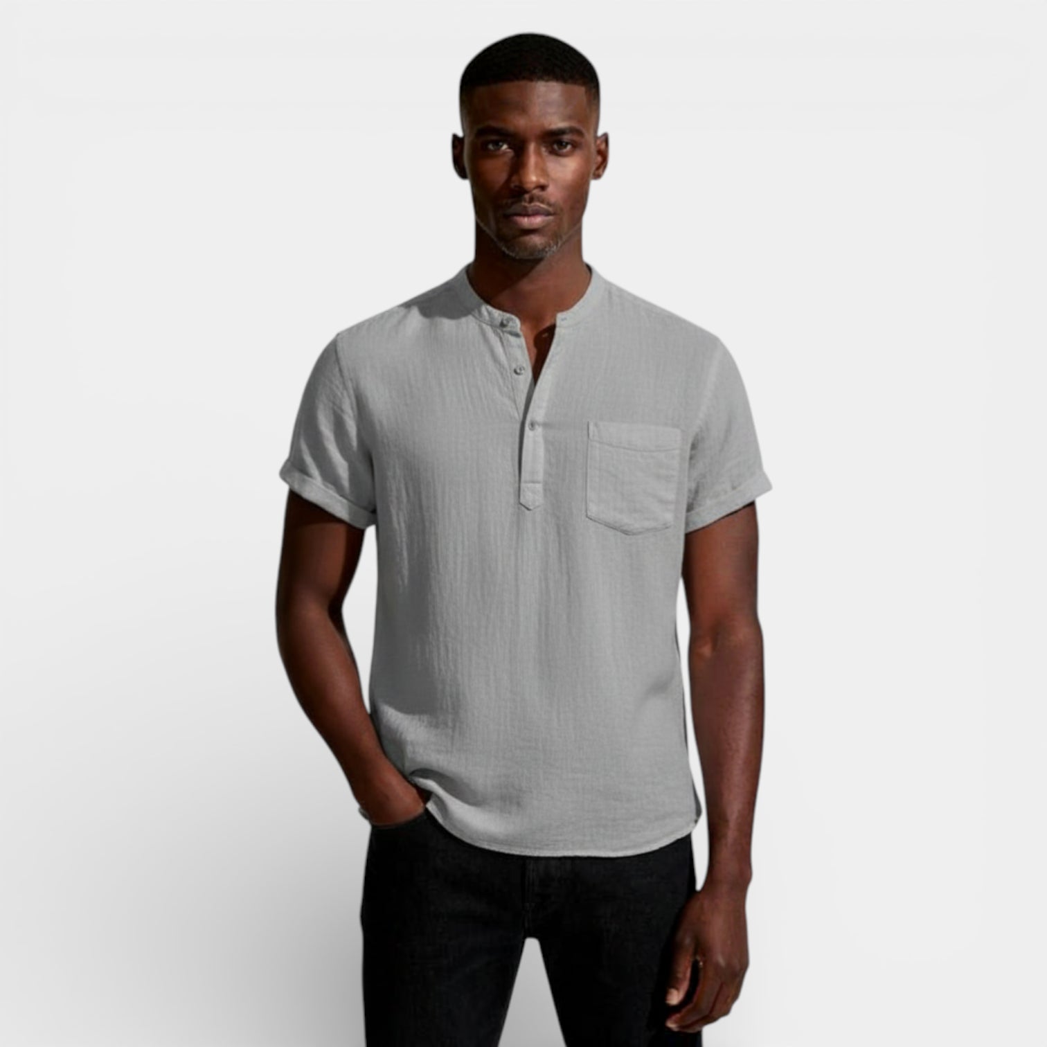 Henley Shirt Short Sleeve Regular Fit for Men