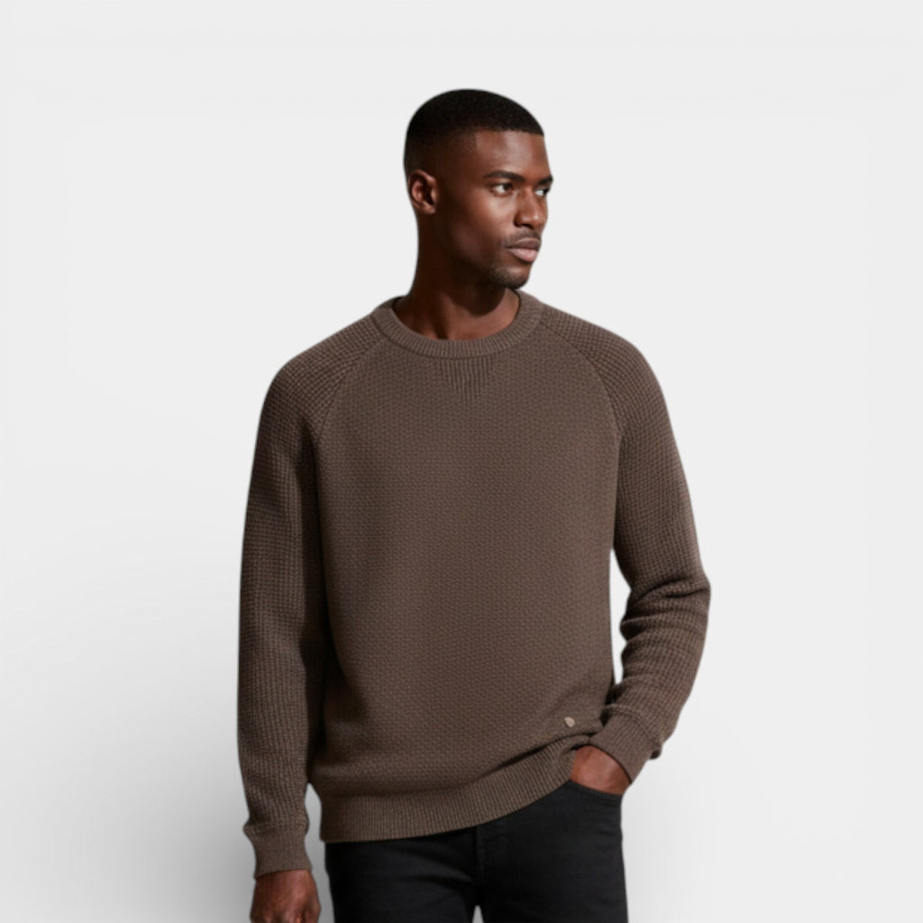 Textured Crewneck Knit Sweater Regular Fit for Men