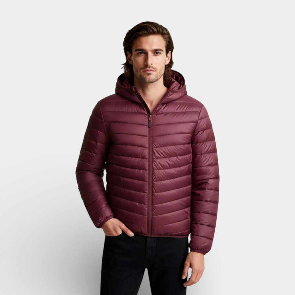 Hooded Quilted Puffer Jacket Lightweight Regular Fit for Men