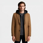 Hooded Overcoat Layered Zip-Button Front for Men
