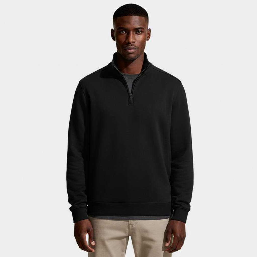 Long Sleeve Quarter-Zip Pullover Sweater for Men