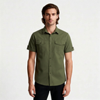 Short Sleeve Button-Up Utility Shirt Regular Fit for Men