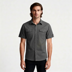 Short Sleeve Button-Up Utility Shirt Regular Fit for Men