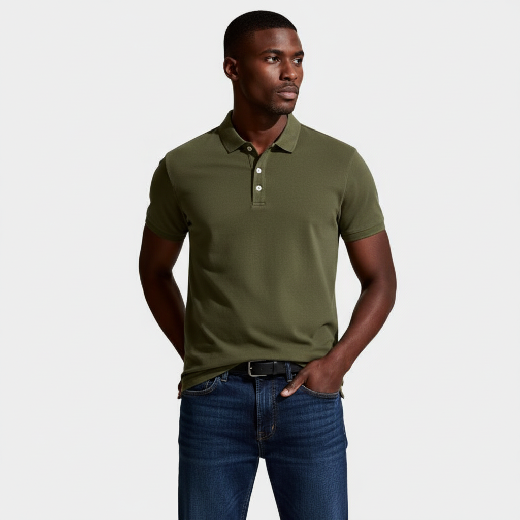 Short Sleeve Knit Polo Shirt Regular Fit for Men