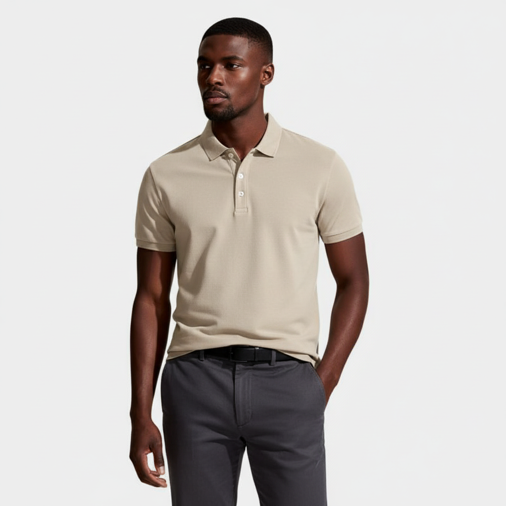 Short Sleeve Knit Polo Shirt Regular Fit for Men