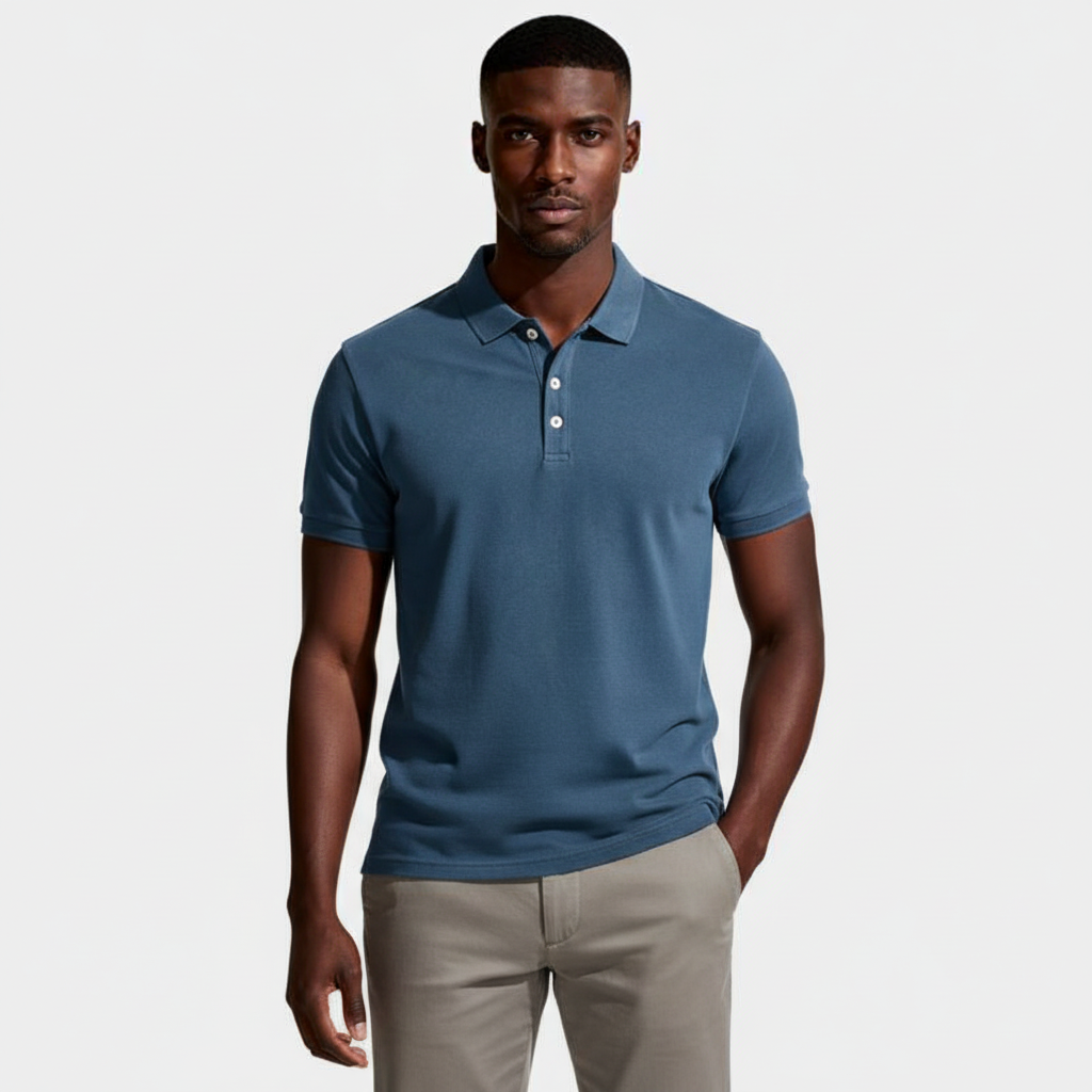 Short Sleeve Knit Polo Shirt Regular Fit for Men