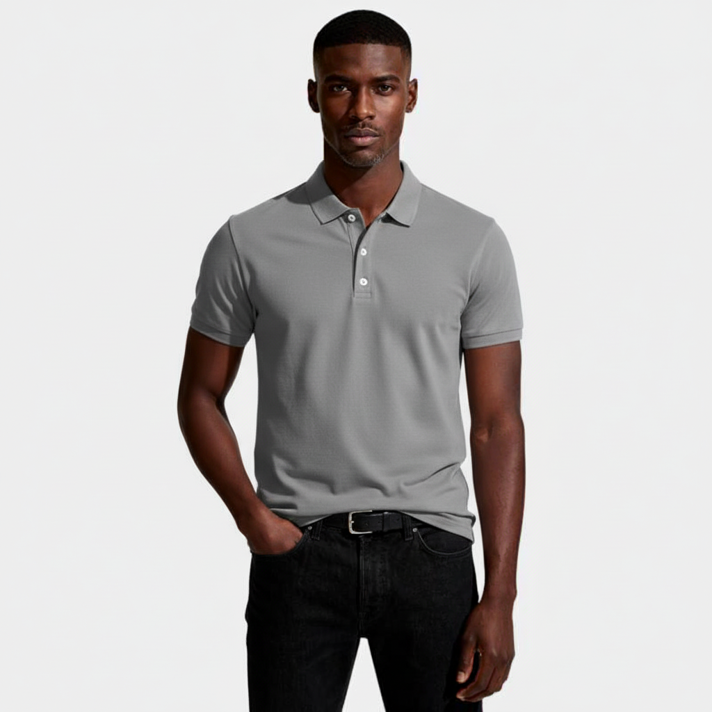 Short Sleeve Knit Polo Shirt Regular Fit for Men