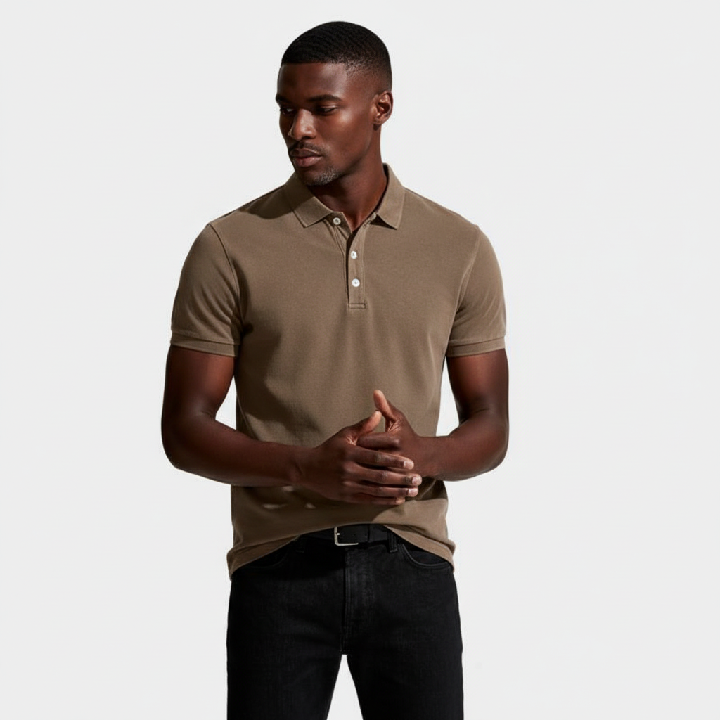 Short Sleeve Knit Polo Shirt Regular Fit for Men