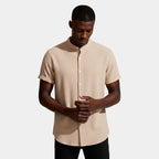 Textured Short Sleeve Button-Up Shirt Regular Fit for Men