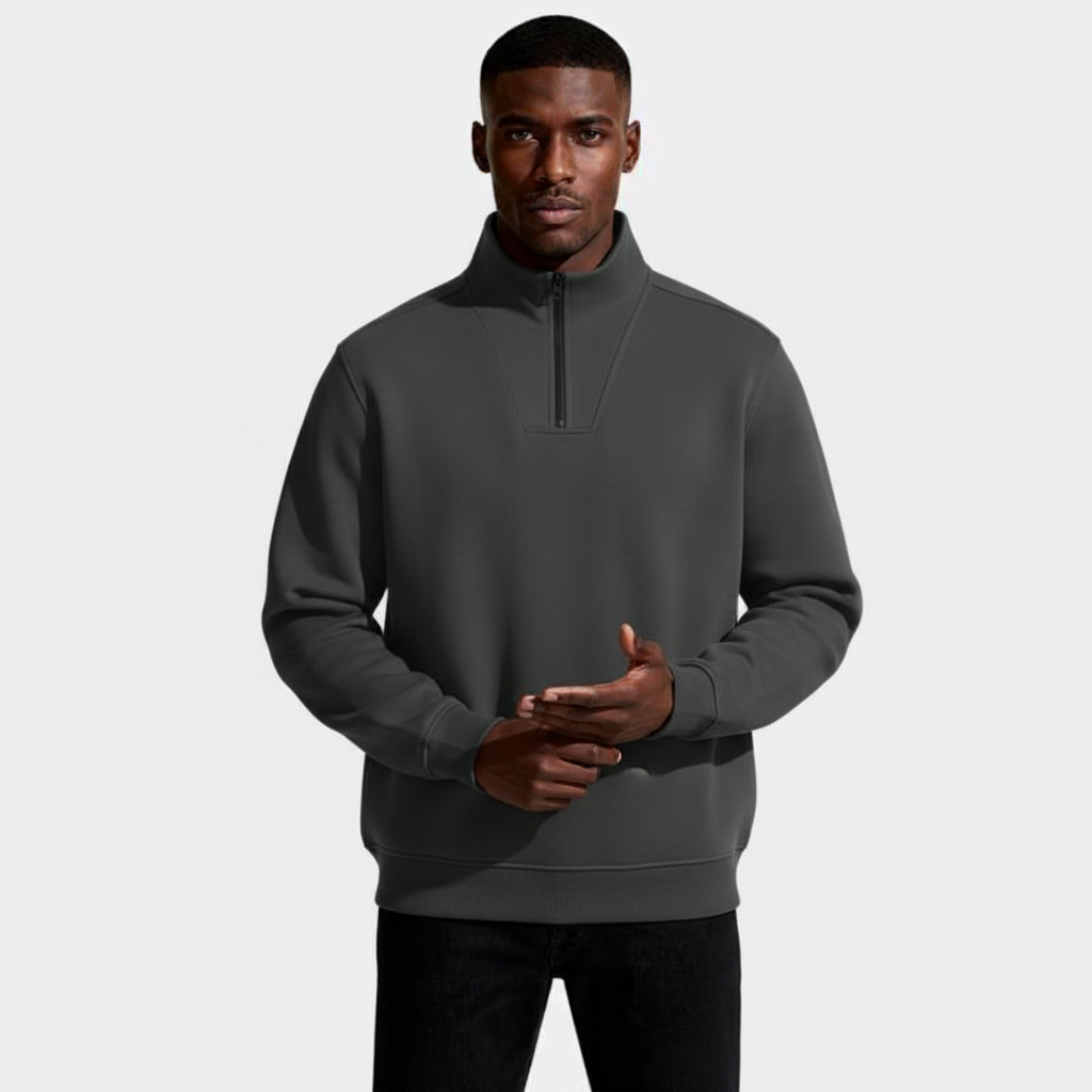 Long Sleeve Quarter-Zip Pullover Sweater for Men