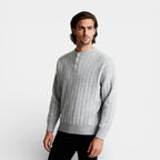 Ribbed Knit Henley Sweater Regular Fit for Men