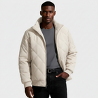 Diamond-Stitch Zip Jacket Stand Collar Regular Fit for Men
