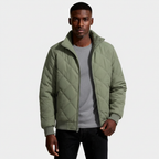 Diamond-Stitch Zip Jacket Stand Collar Regular Fit for Men