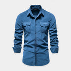 Button-Up Shirt Dual Chest Pockets Structured Fit for Men