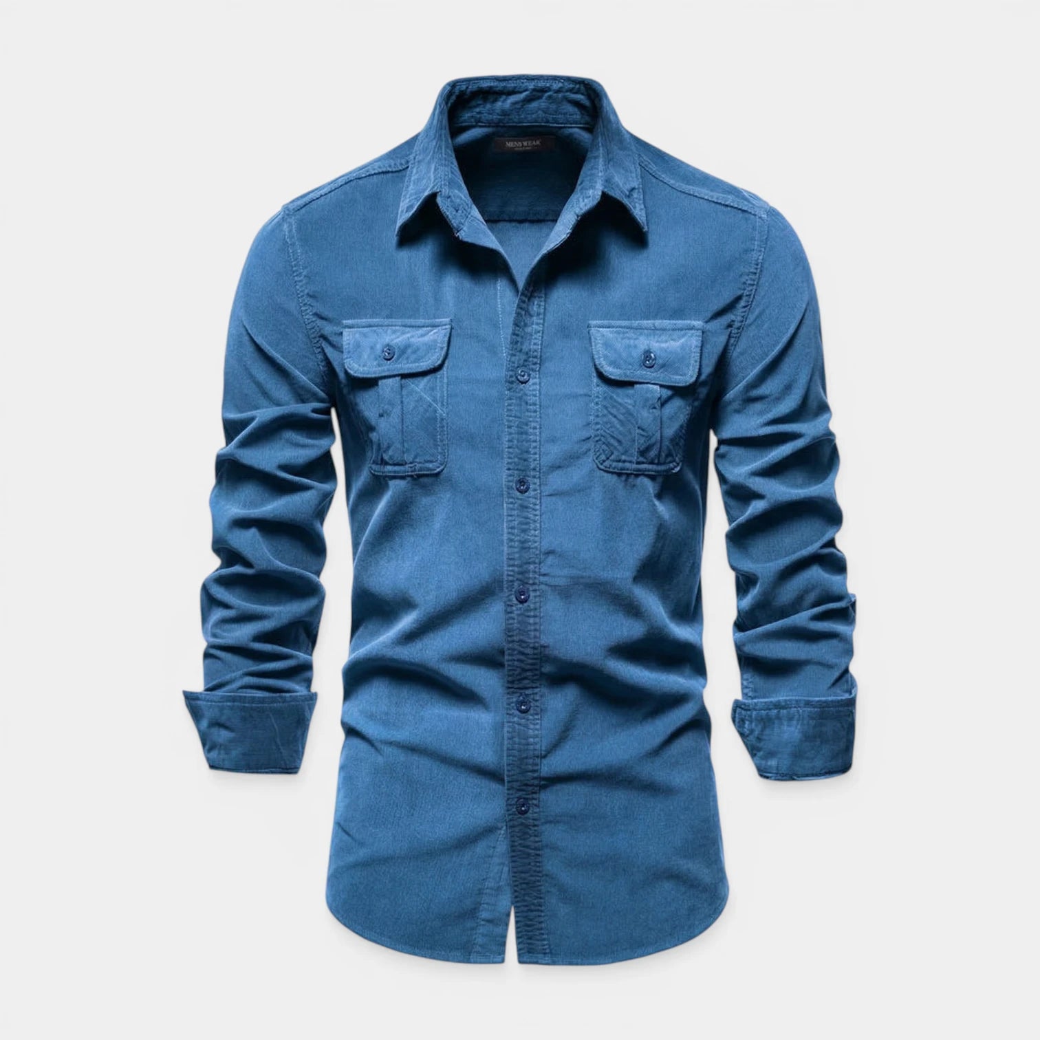 Button-Up Shirt Dual Chest Pockets Structured Fit for Men