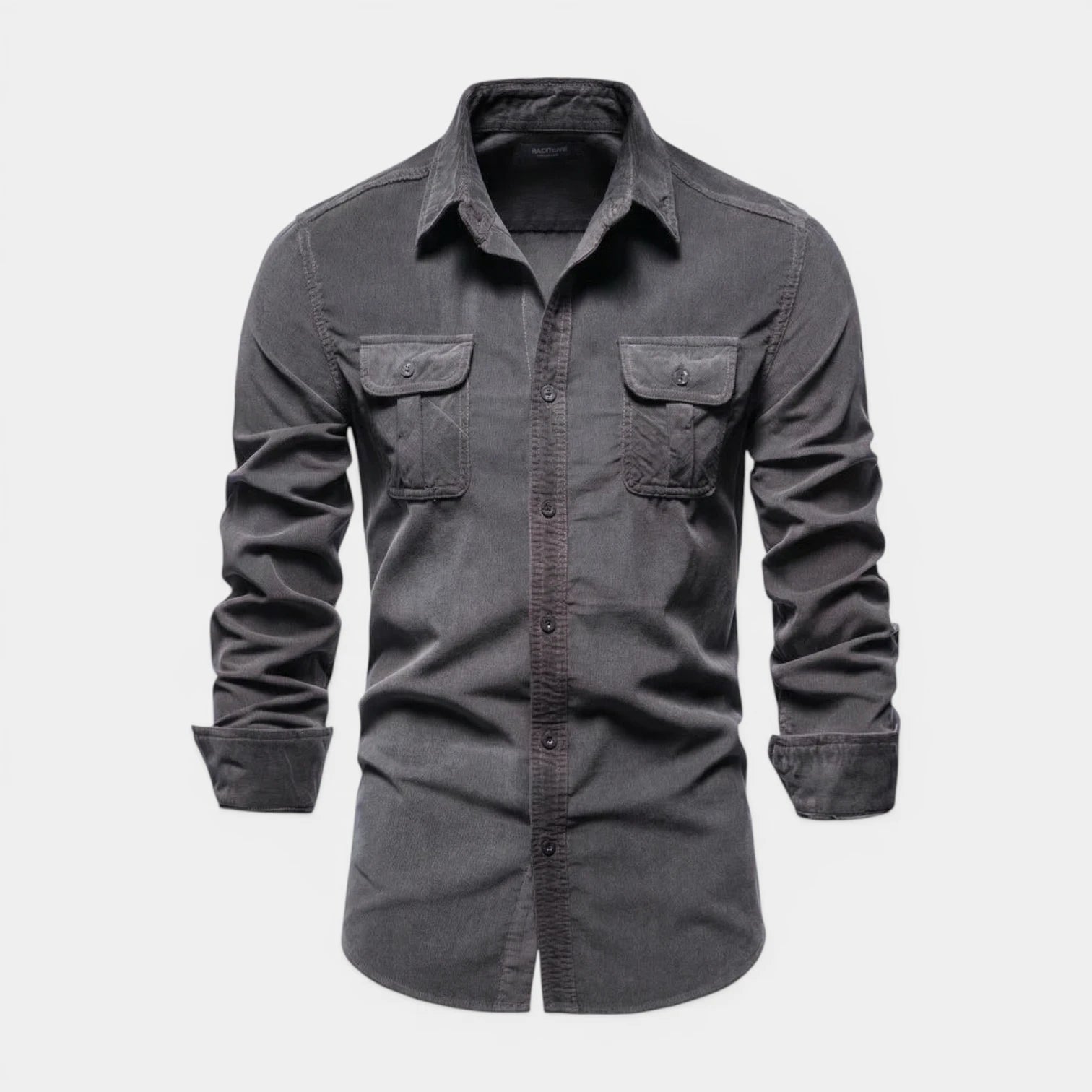 Button-Up Shirt Dual Chest Pockets Structured Fit for Men