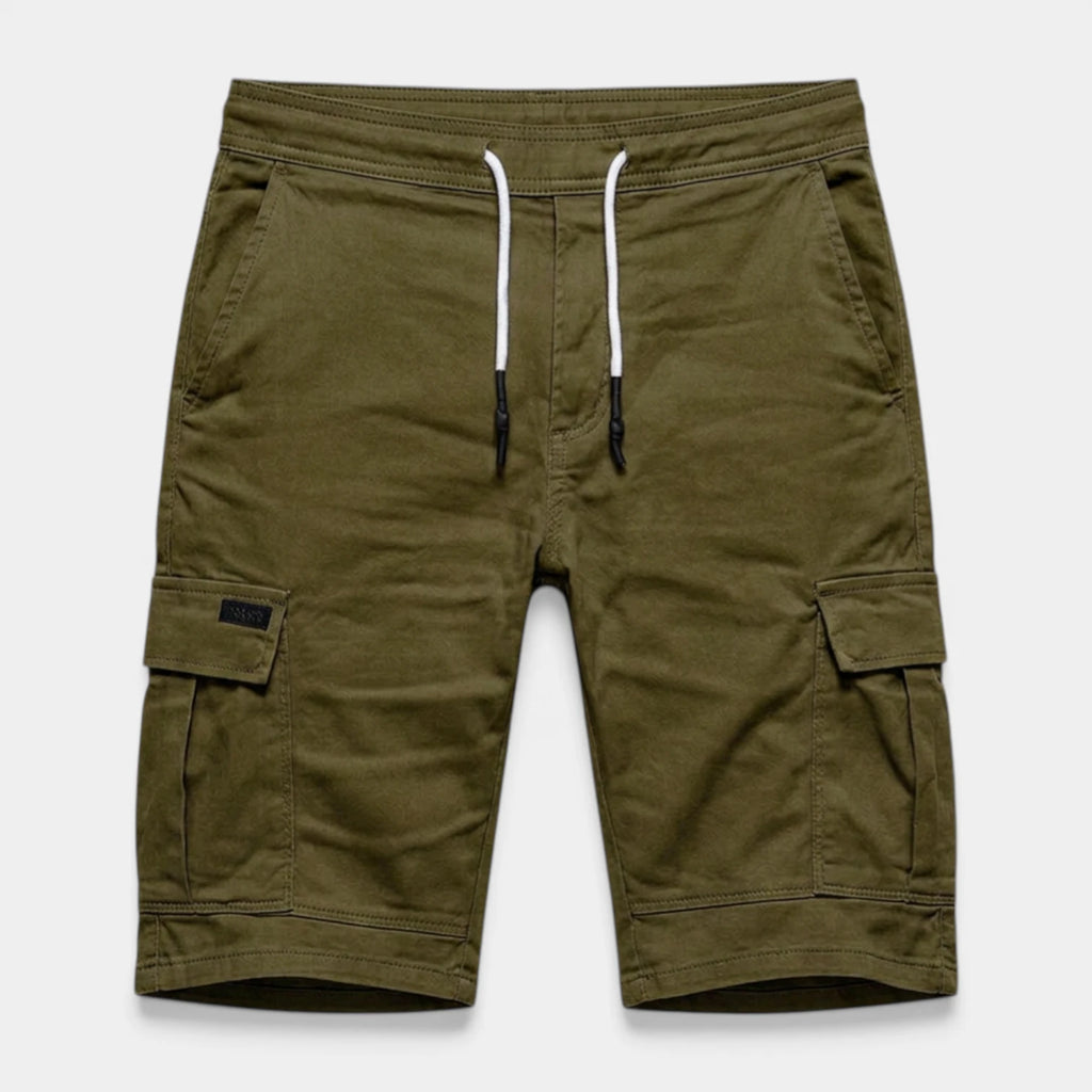 Cargo Shorts Twin Flap Pockets Drawstring Waist for Men
