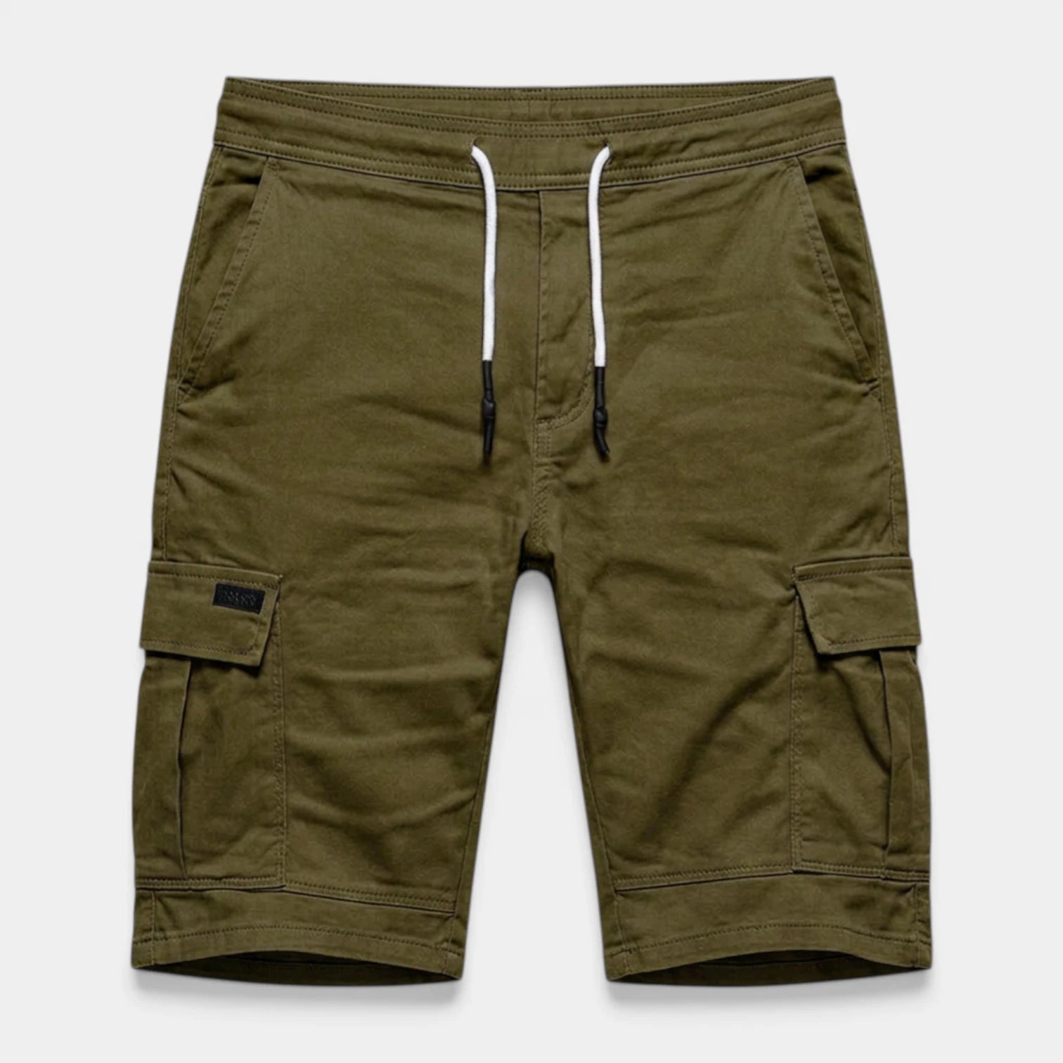 Cargo Shorts Twin Flap Pockets Drawstring Waist for Men