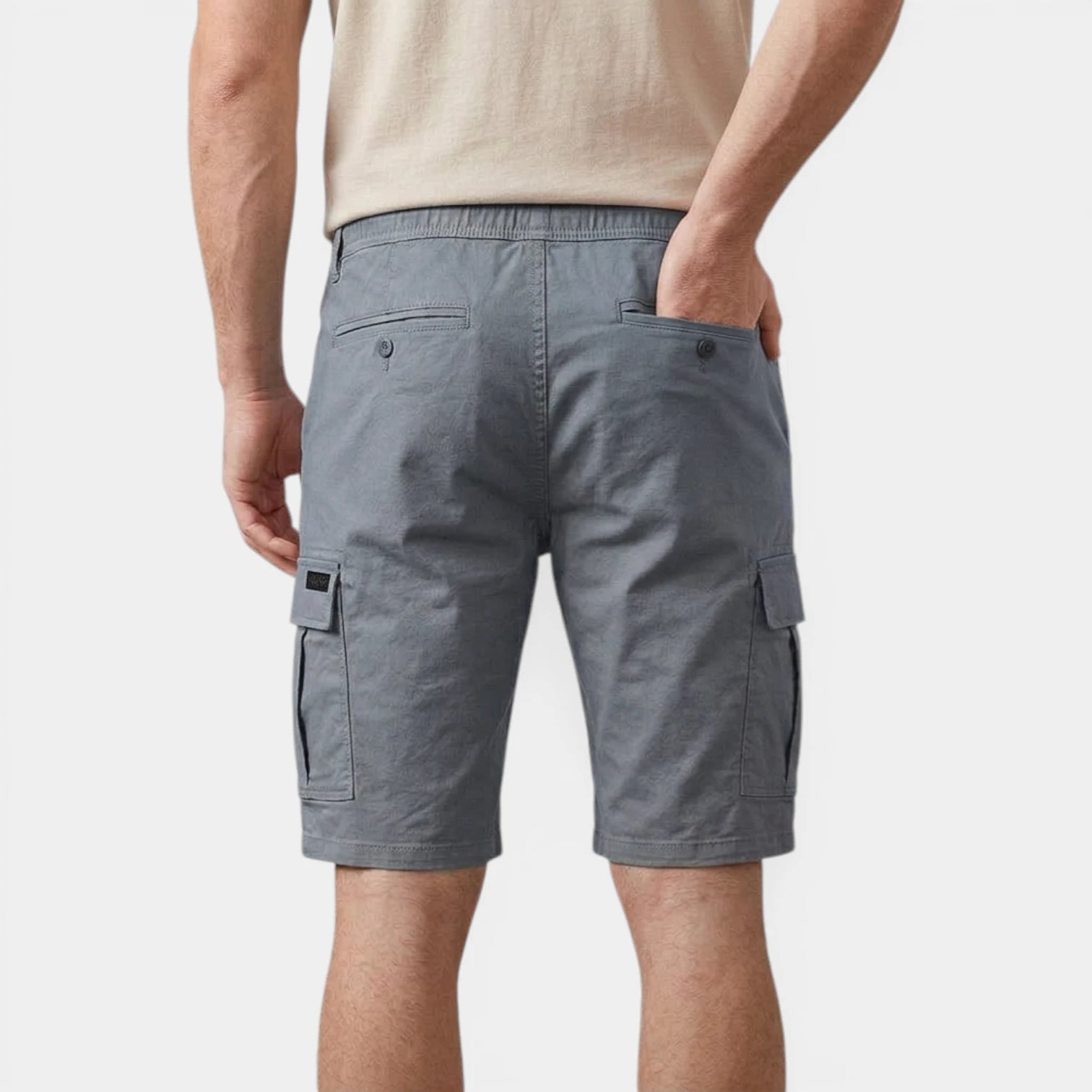 Cargo Shorts Twin Flap Pockets Drawstring Waist for Men