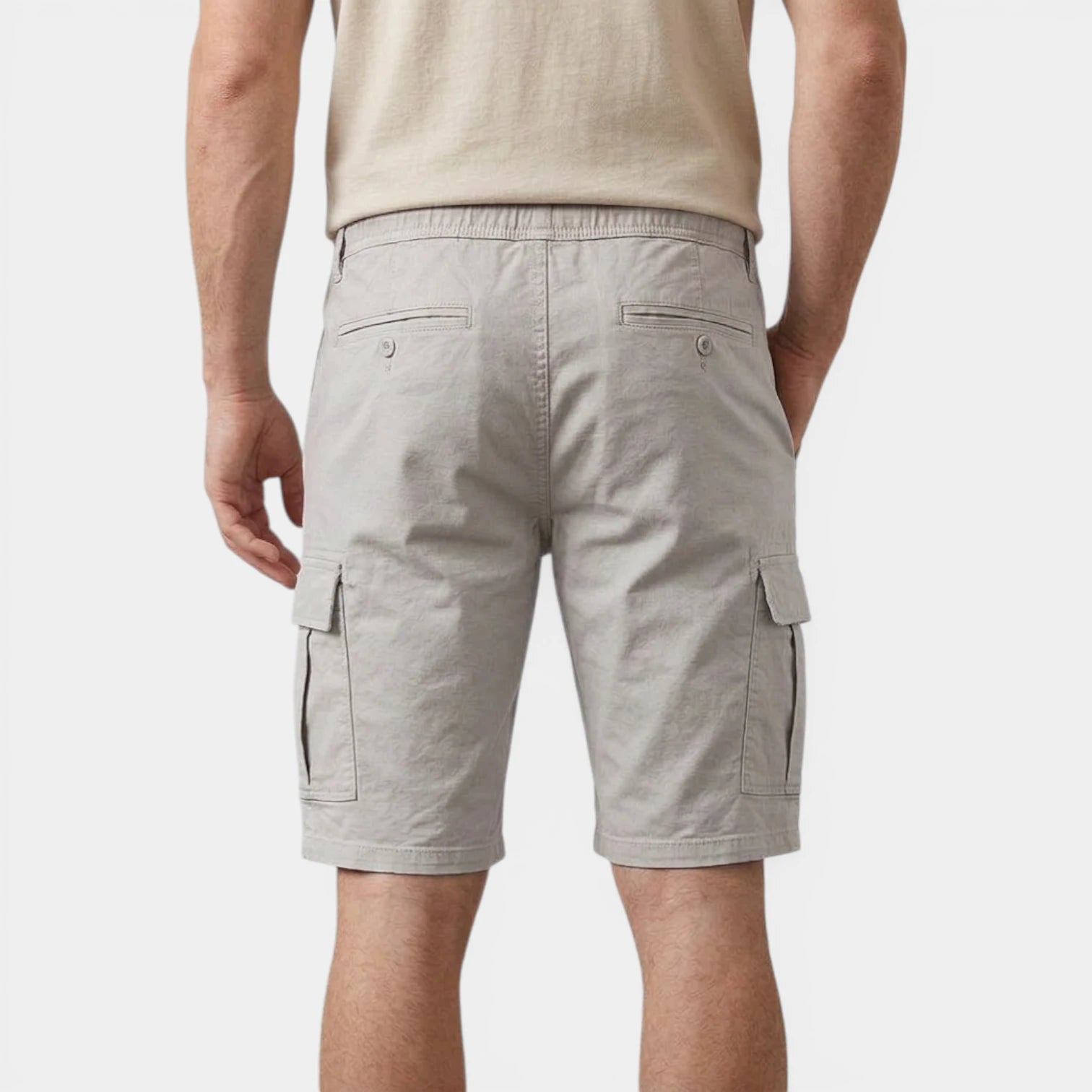Cargo Shorts Twin Flap Pockets Drawstring Waist for Men