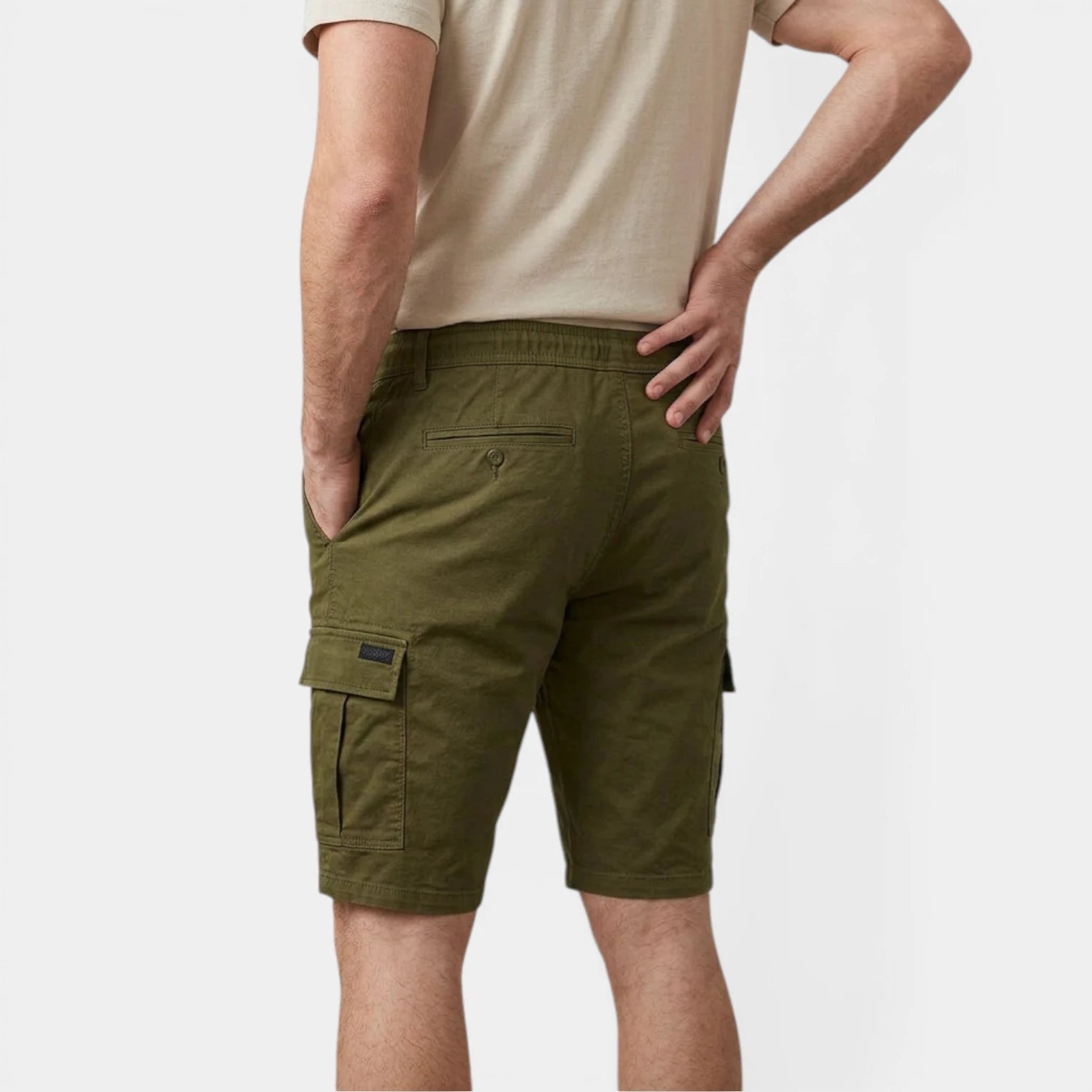 Cargo Shorts Twin Flap Pockets Drawstring Waist for Men