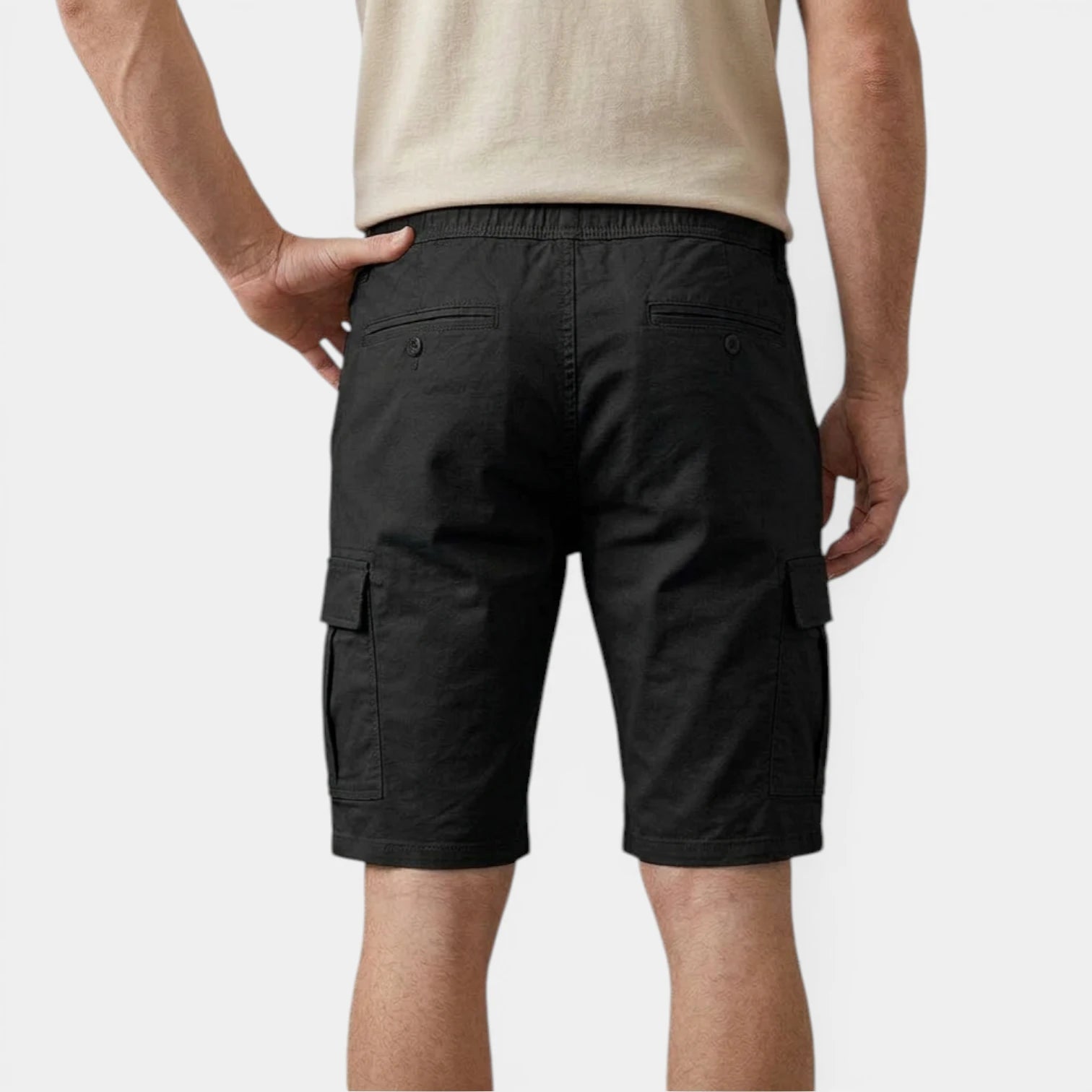 Cargo Shorts Twin Flap Pockets Drawstring Waist for Men