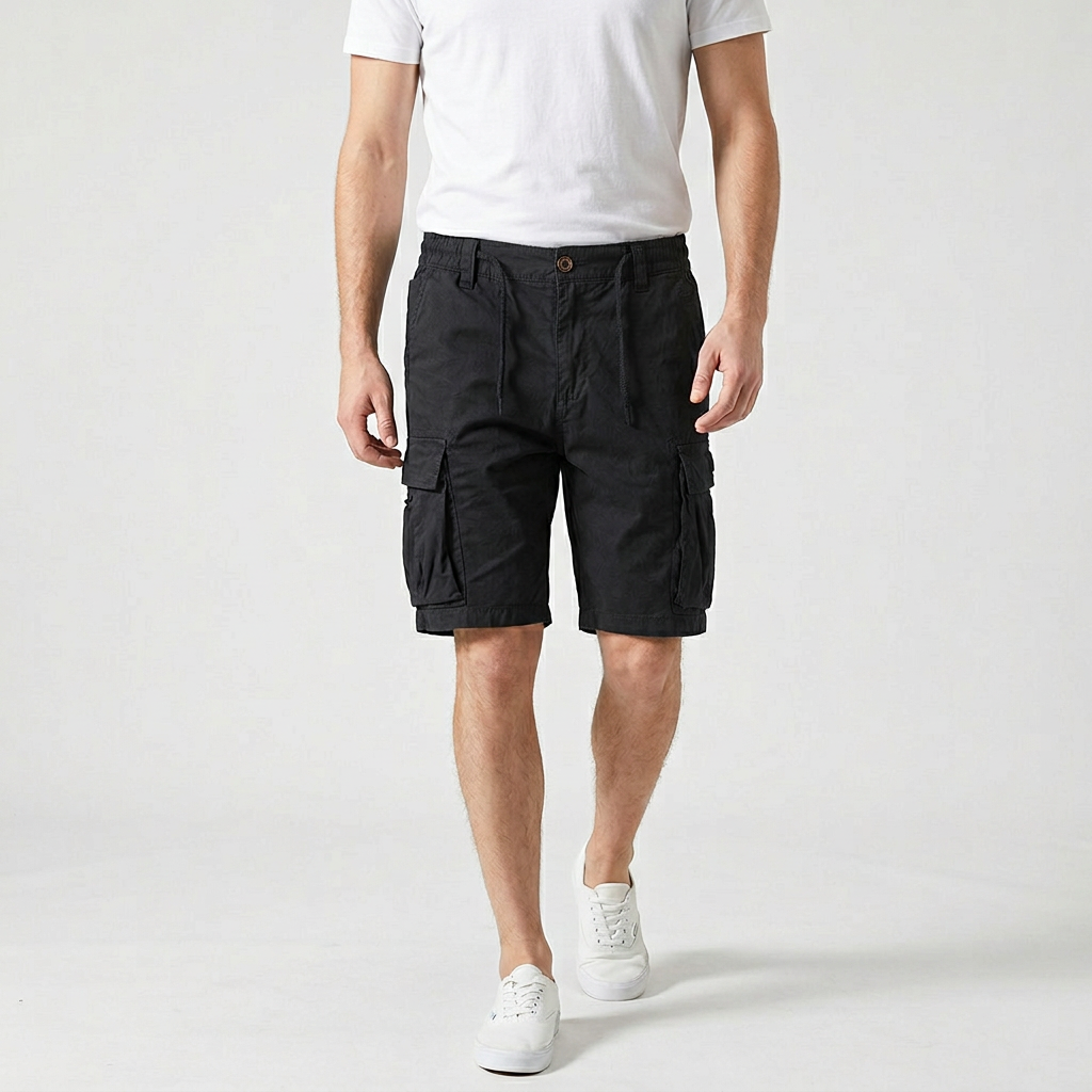 Belted Cargo Shorts Relaxed Fit Multi-Pocket for Men