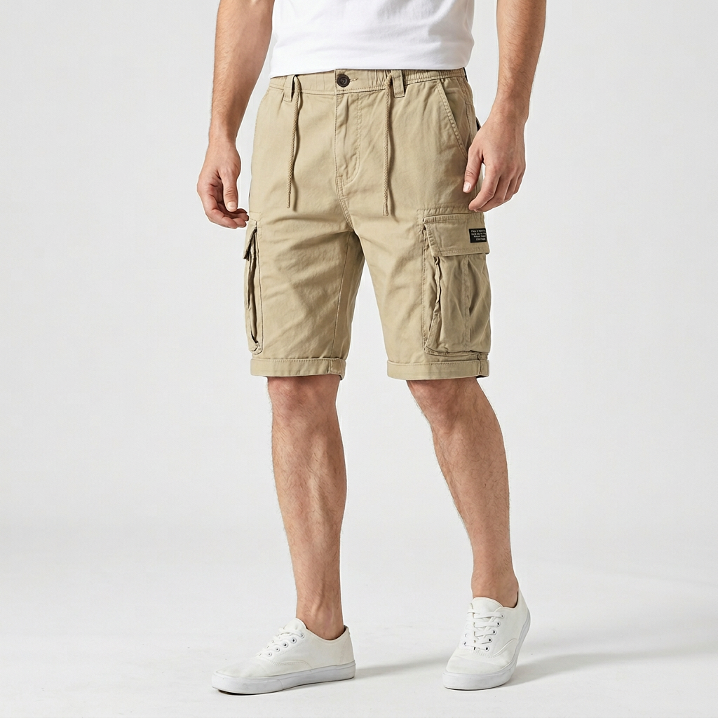 Belted Cargo Shorts Relaxed Fit Multi-Pocket for Men