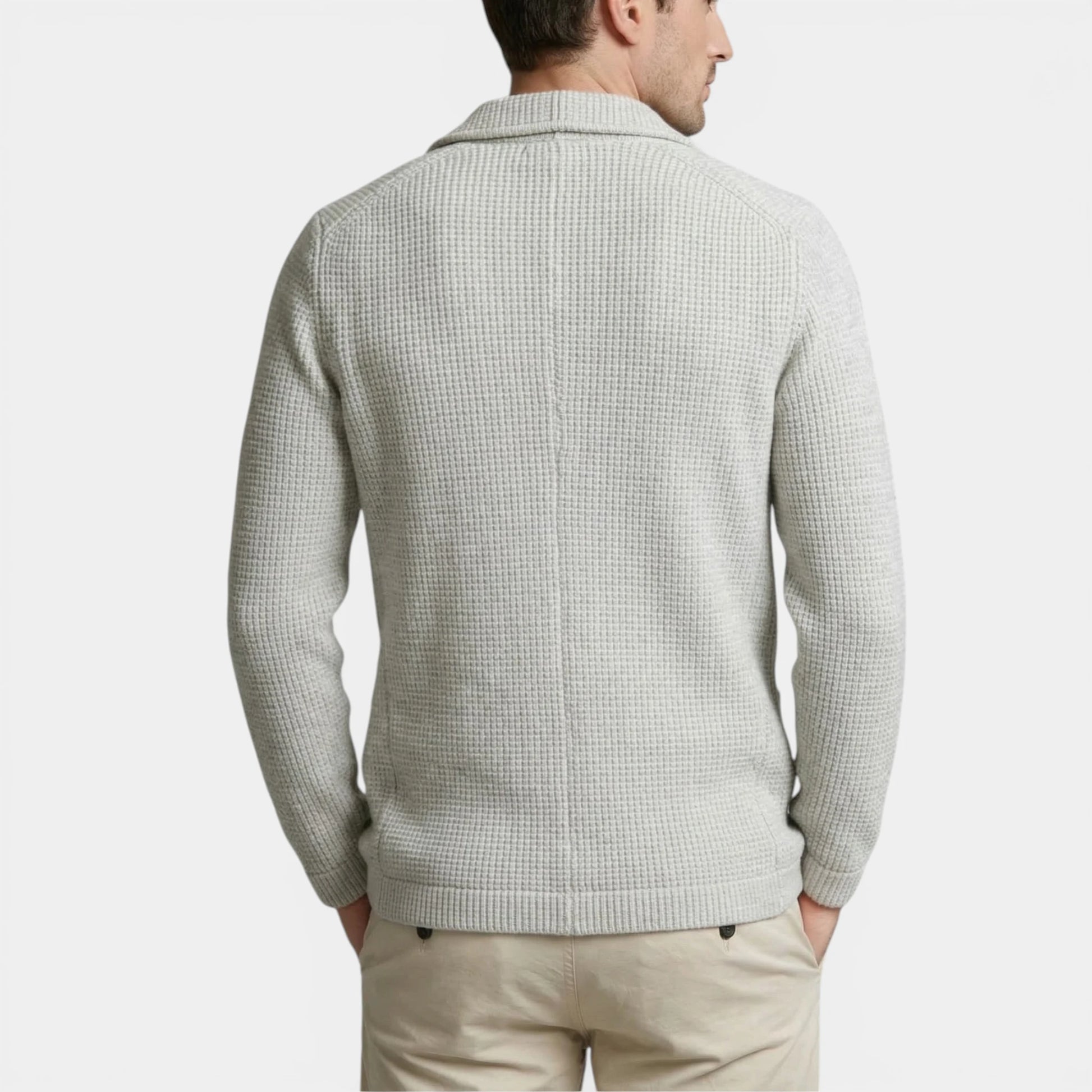 Button-Up Knit Blazer Waffle Weave Regular Fit for Men