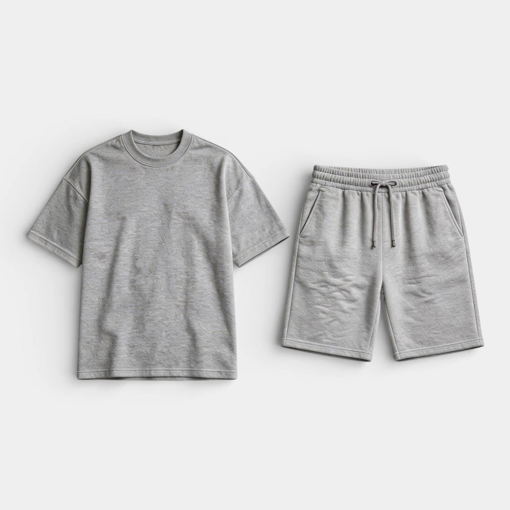 Short Sleeve Crew Neck Tee and Shorts Lounge Set for Men