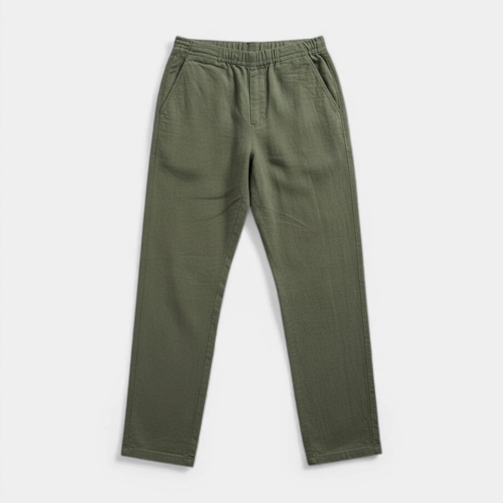 Tapered Pants Elastic Waist Flat Front for Men