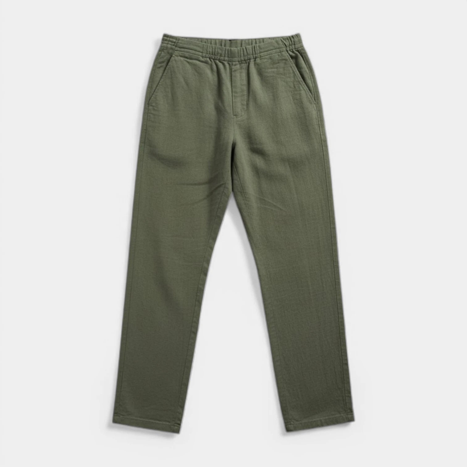 Tapered Pants Elastic Waist Flat Front for Men