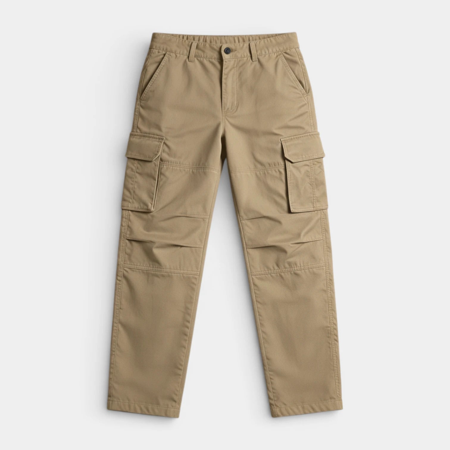 Cargo Pants Straight Fit Button Waist Flap Pockets for Men