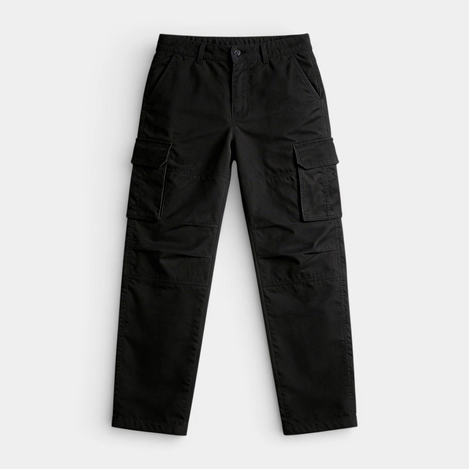 Cargo Pants Straight Fit Button Waist Flap Pockets for Men