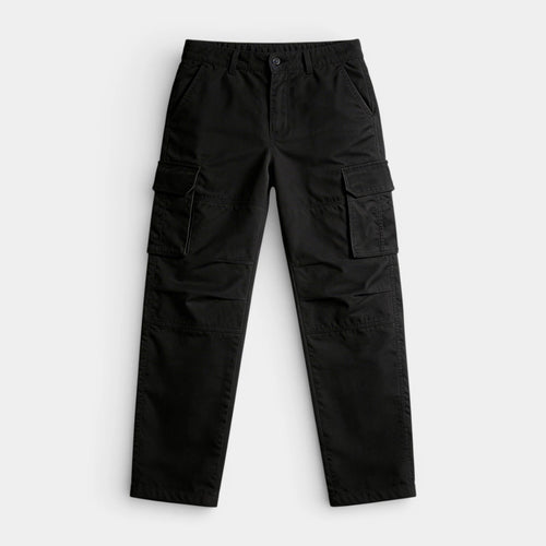Cargo Pants Straight Fit Button Waist Flap Pockets for Men