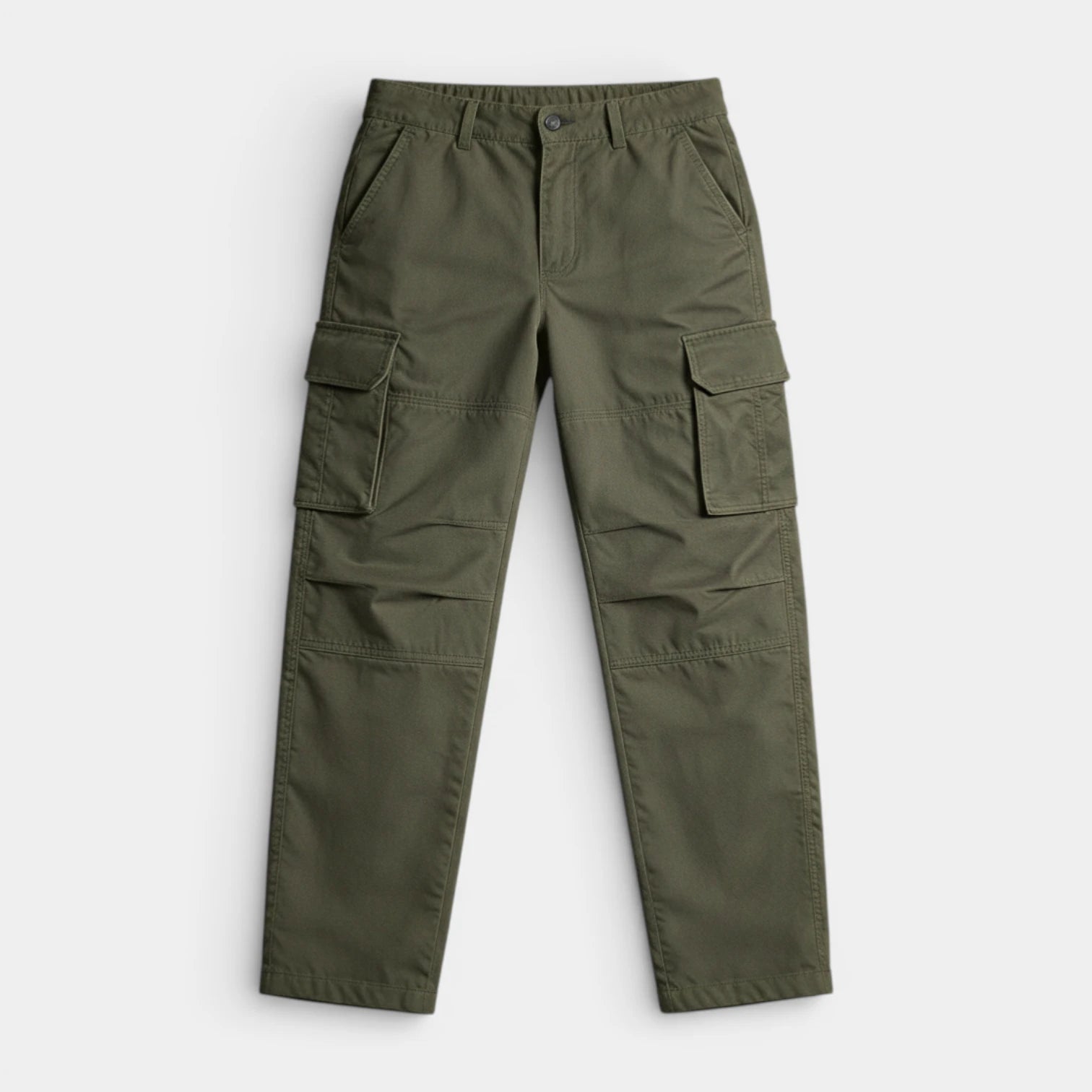 Cargo Pants Straight Fit Button Waist Flap Pockets for Men