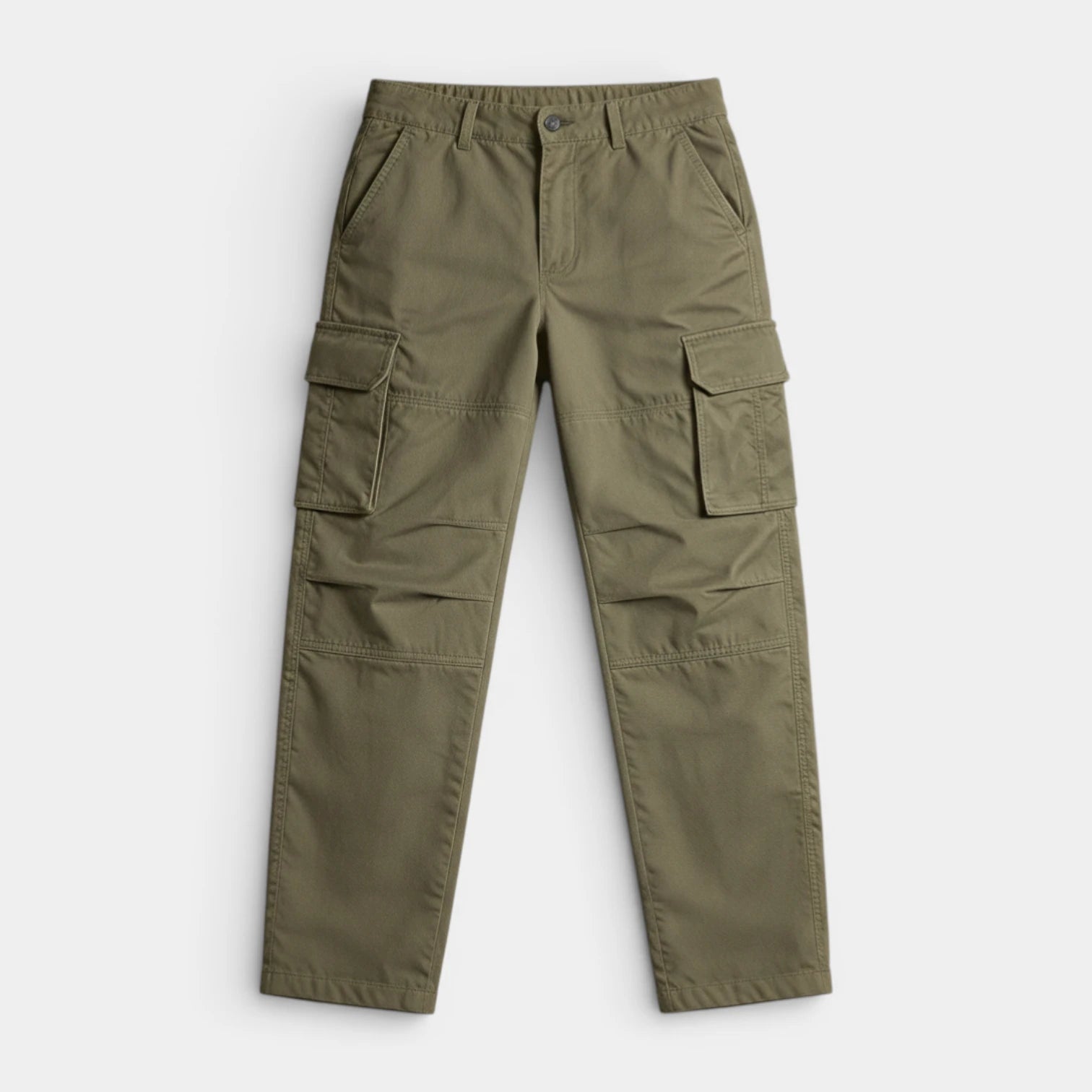 Cargo Pants Straight Fit Button Waist Flap Pockets for Men