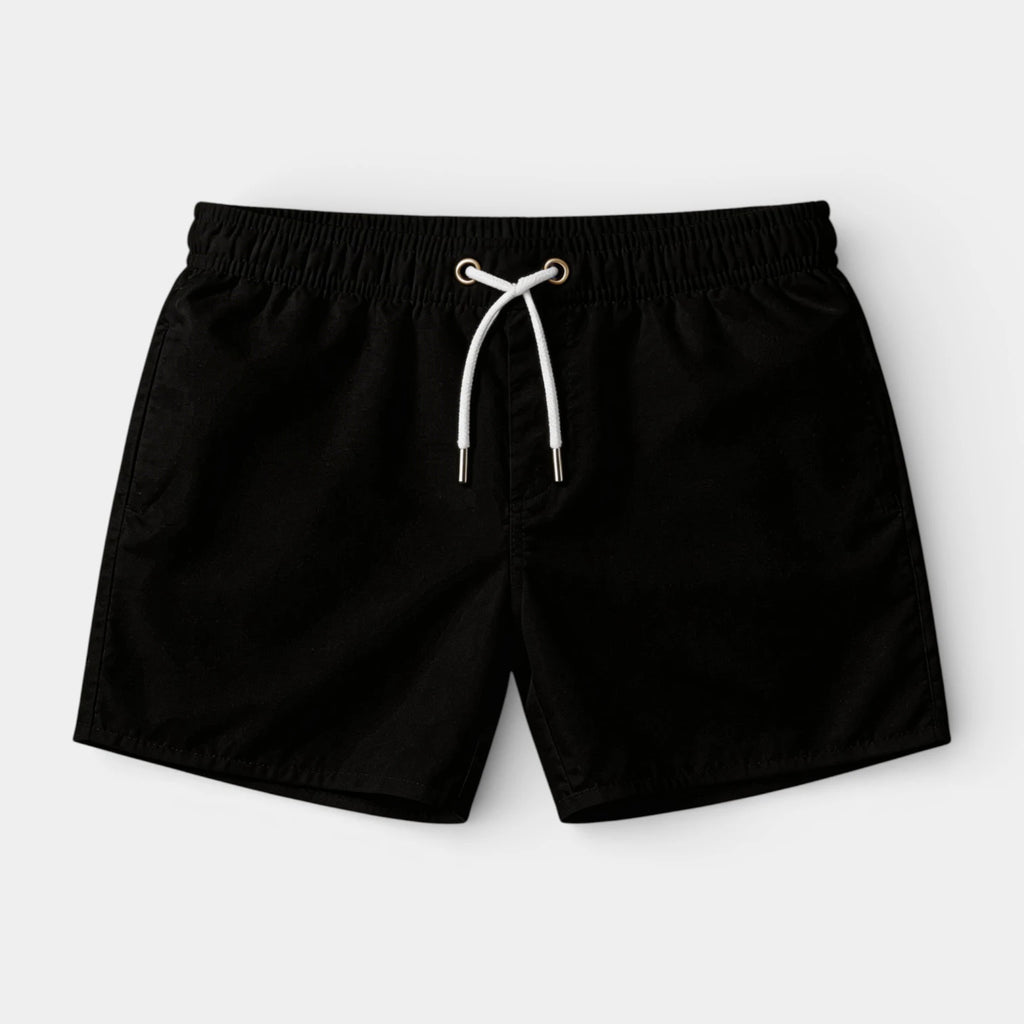 Solid Swim Shorts Elastic Drawstring Waist for Men