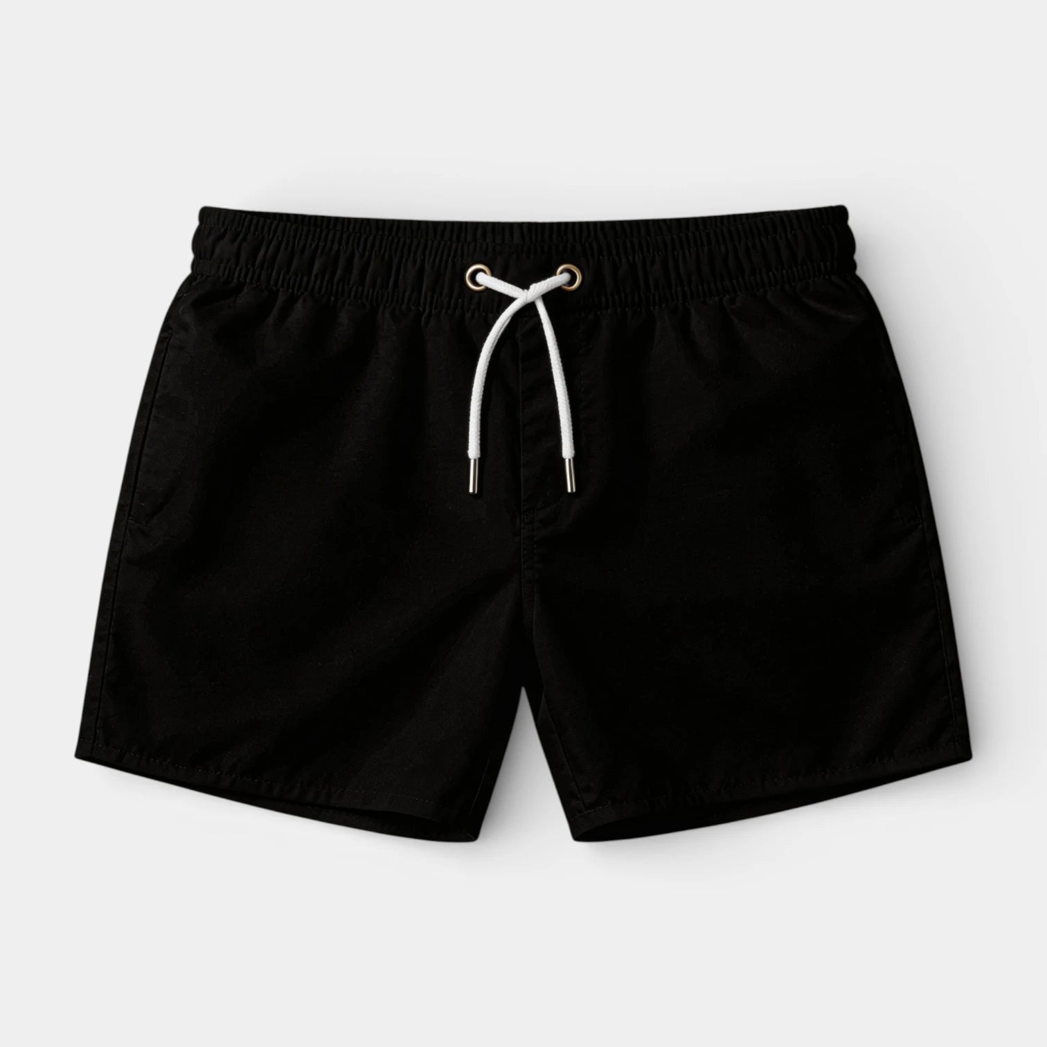 Solid Swim Shorts Elastic Drawstring Waist for Men