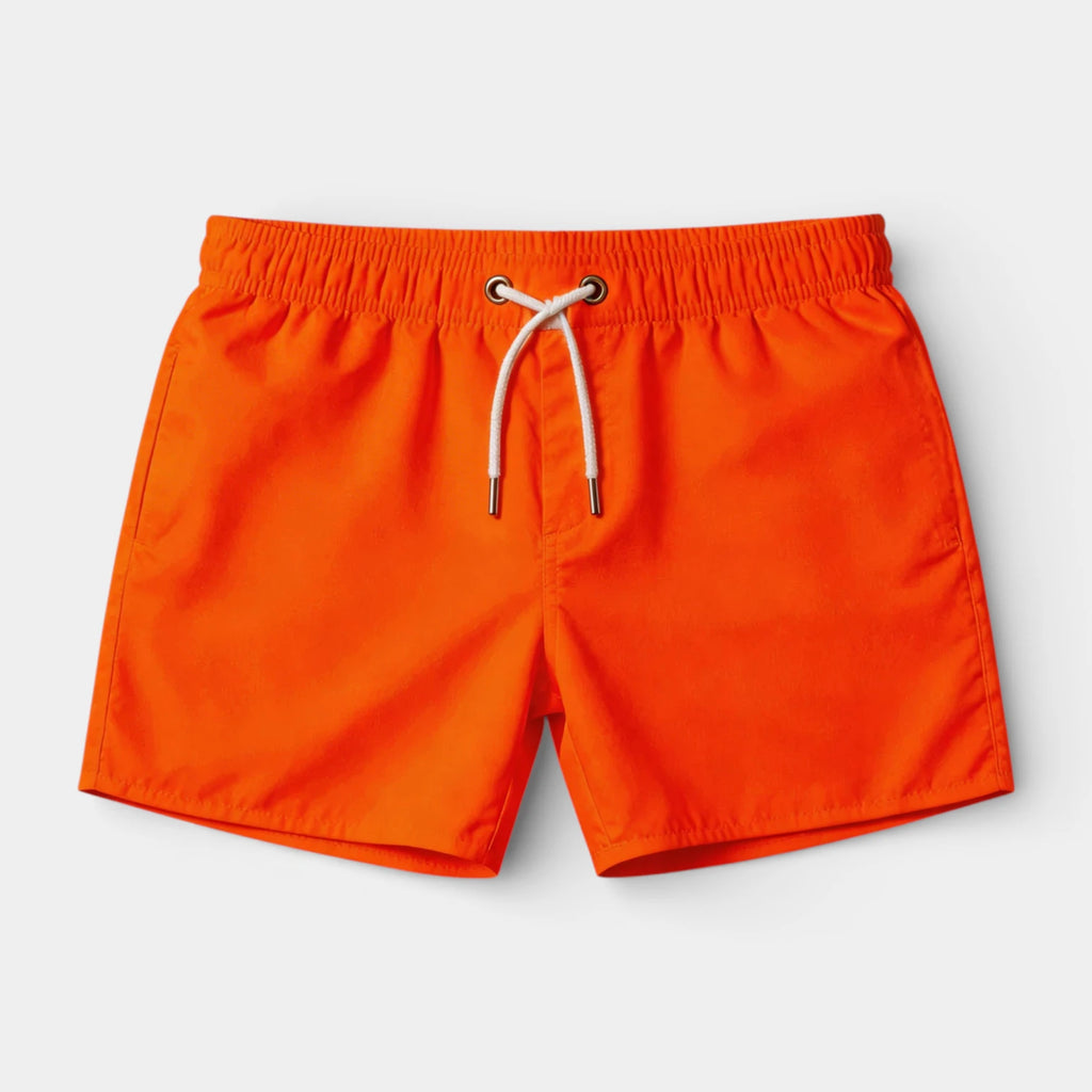 Solid Swim Shorts Elastic Drawstring Waist for Men