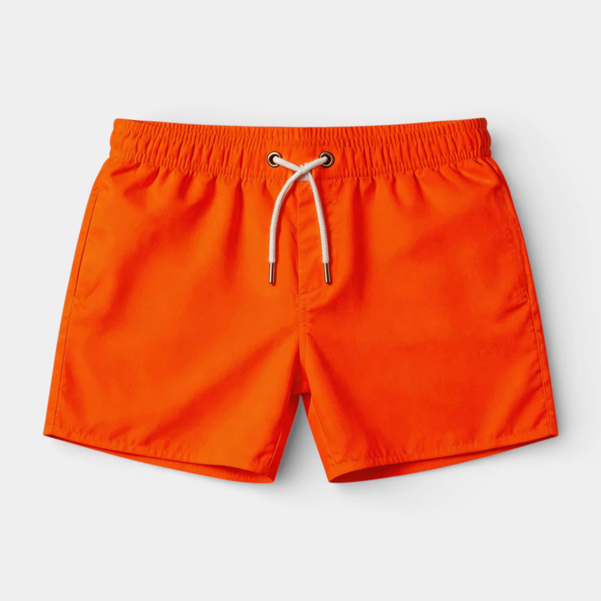 Solid Swim Shorts Elastic Drawstring Waist for Men